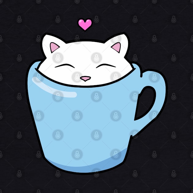 Cute cat in a blue cup by Purrfect